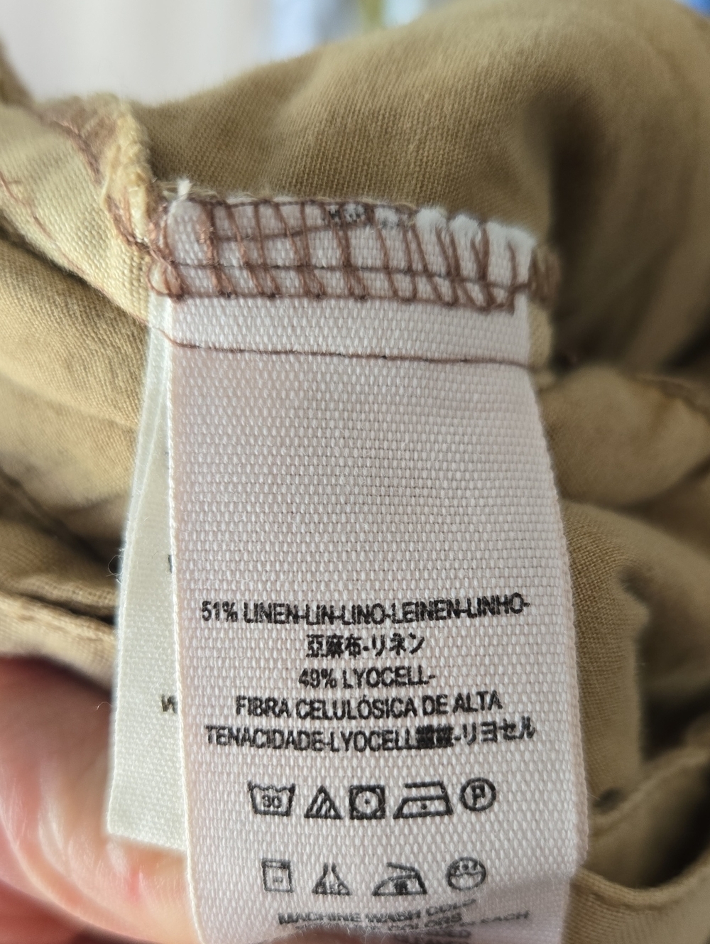 NWT Free People Linen Bland Pants, Tan/Khaki, Size 6 - Picture 3 of 4